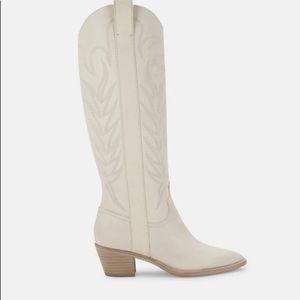 Dolce Vita white leather knee high tall western boots